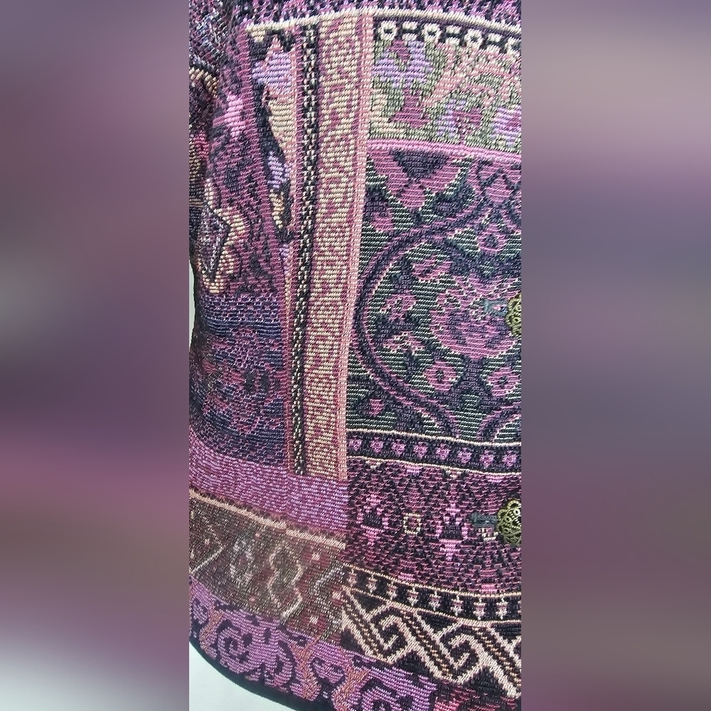 Christopher & Banks Tapestry Button Up Jacket Womens Medium Bohemian Patchwork - Picture 6 of 16